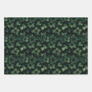Green Leave Wrapping Paper Flat Sheet Set of 3
