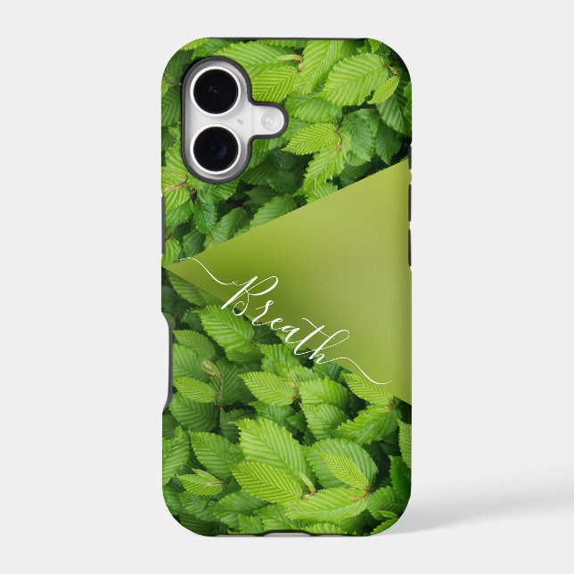 Green leaves abstract monogram iphone cases (Back)