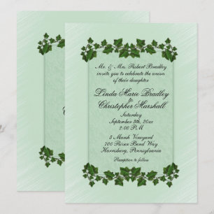 Green Leaves and Mint Wedding Invitation