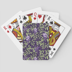 Green Leaves and Wisteria Floral Pattern Playing Cards