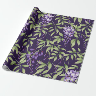 Green Leaves and Wisteria Floral Pattern Wrapping Paper