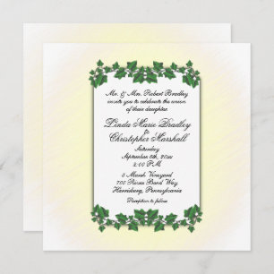 Green Leaves and Yellow Cream Wedding Invitation