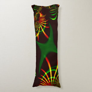 Green leaves and yellow fire-coloured curves body cushion