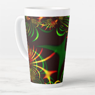 Green leaves and yellow fire-coloured curves latte mug