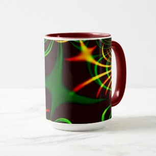 Green leaves and yellow fire-coloured curves mug