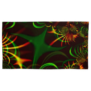 Green leaves and yellow fire-coloured curves pillowcase
