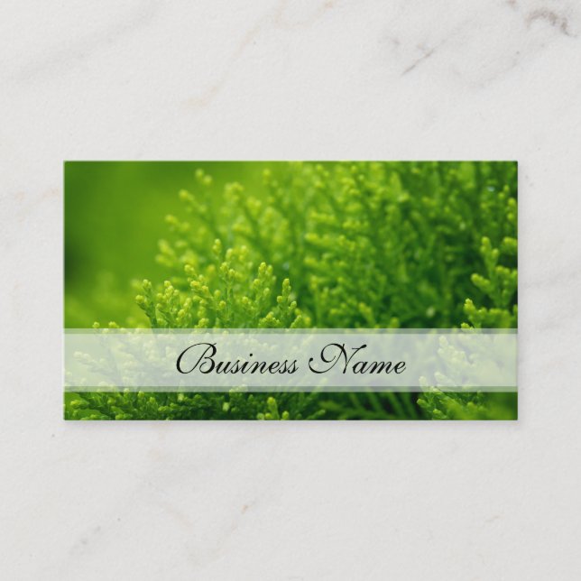 Green leaves background business card (Front)