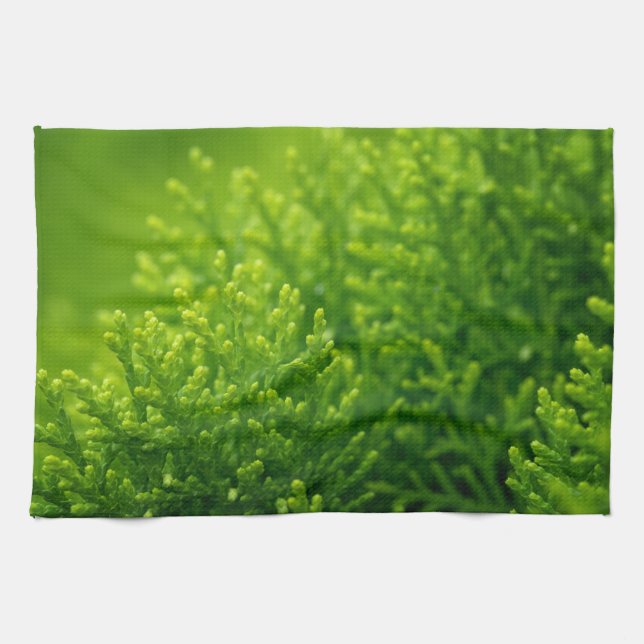 Green leaves background tea towel (Horizontal)