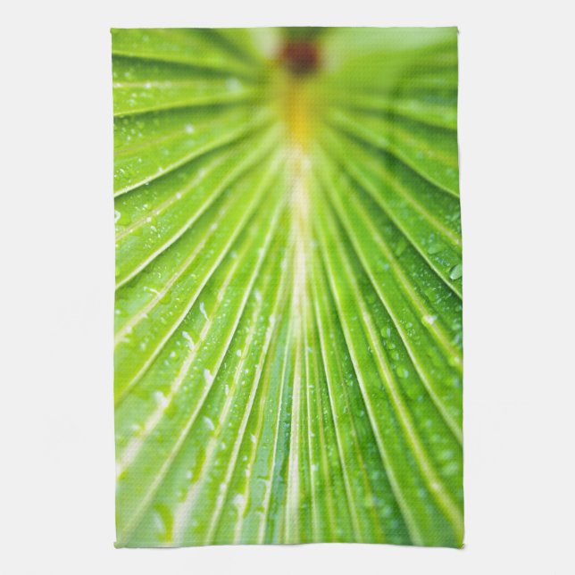 Green leaves background tea towel (Vertical)