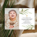 Green leaves baptism dedication greenery photo invitation<br><div class="desc">For more advanced customisation of this design,  simply select the "Customise It" button above!</div>
