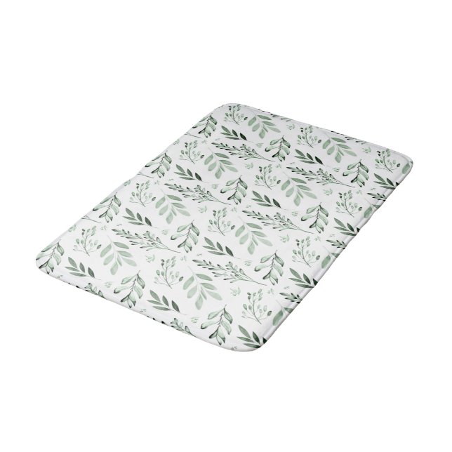 Green leaves  bath mat (Angled)