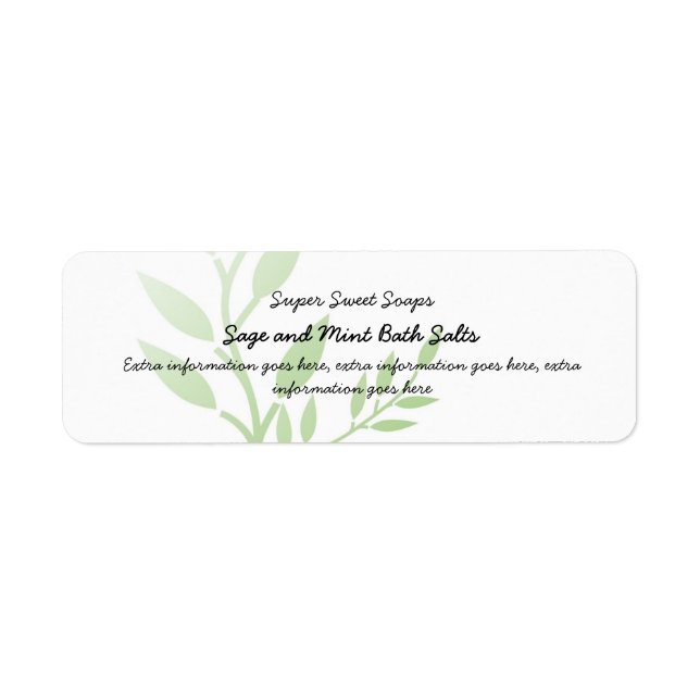 Green Leaves Bath Spa Products Label (Front)