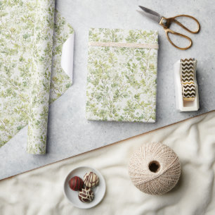 Green Leaves Birthday Wrapping Paper
