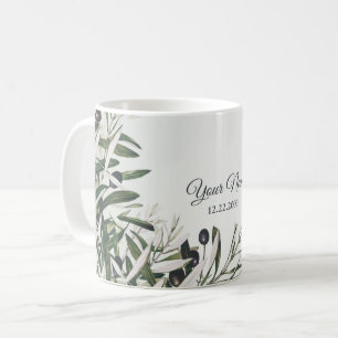Green Leaves Black Olive Elegant Wedding Gift Coffee Mug