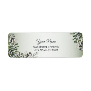 Green Leaves Black Olive Wedding Return Address
