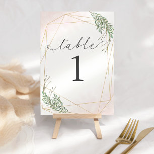 Green Leaves & Blush Table Number