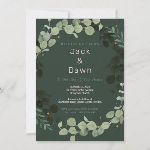 Green Leaves Bordered Wedding Invitation