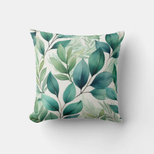 Green Leaves Botanical Foliage Rustic Greenery Cushion