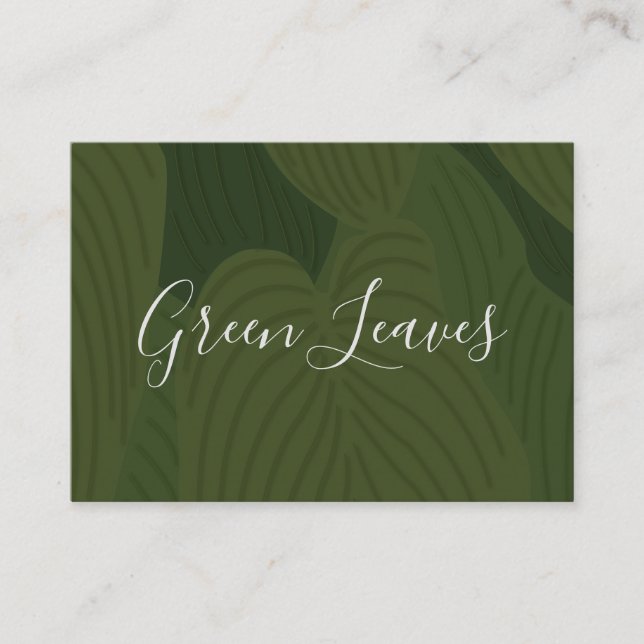 Green Leaves Botanical Nature Pattern  Business Card (Front)