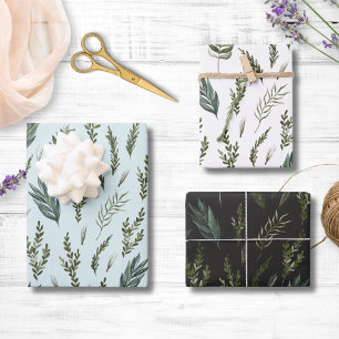 Green Leaves Botanical Pattern Wrapping Paper Sheet