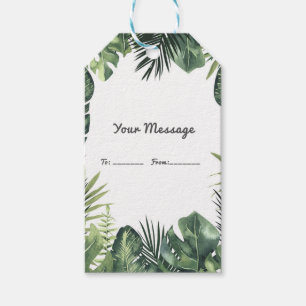 Green Leaves Botanical Tropical Plants Wedding Gift Tags
