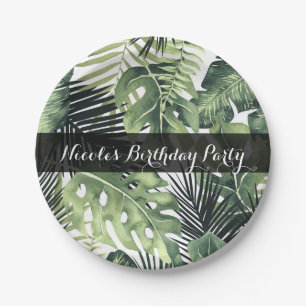Green Leaves Botanical Tropical Plants Wedding Paper Plate