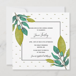 Green Leaves Bridal Shower Invitation