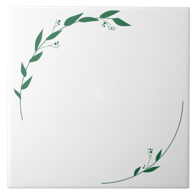 Green Leaves & Buds Tile (Front)