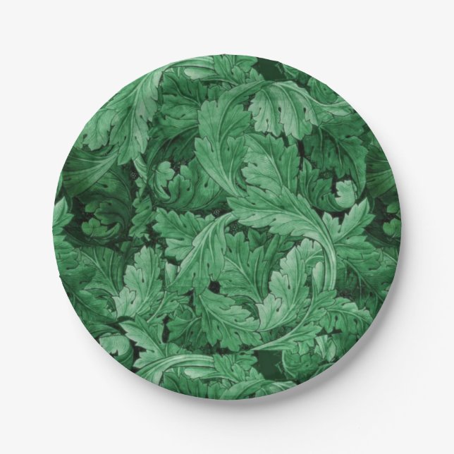 Green Leaves (by William Morris) Paper Plate (Front)