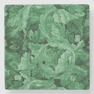 Green Leaves (by William Morris) Stone Coaster