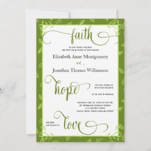 Green Leaves Christian Wedding Card