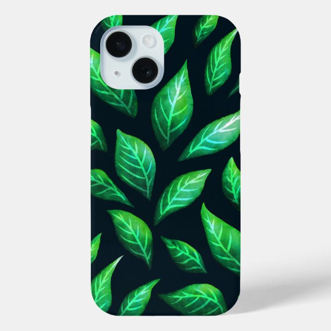 Green Leaves Dark Abstract Ink Drawn Pattern Case- Case-Mate iPhone Case (Back)