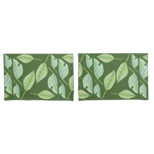 Green Leaves Drawing Custom Pillow Cases