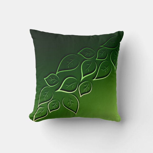 green leaves elegant modern cushion (Front)