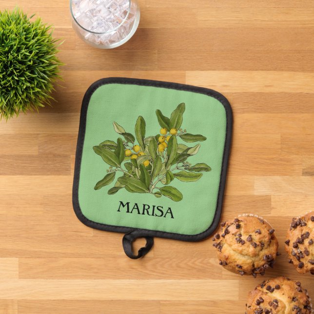 Green Leaves Elegant Pot Holder (Top Down)