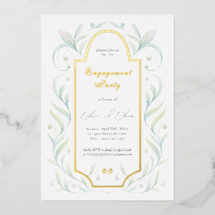Green Leaves Engagement Party Invitation