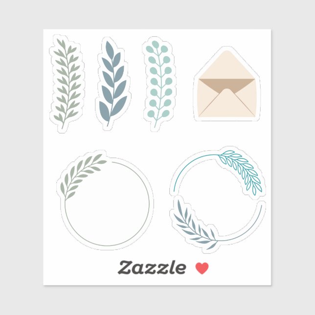 Green Leaves Envelope Set Scrapbooking Sticker (Sheet)
