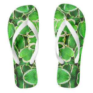 Green leaves fashion flip flops