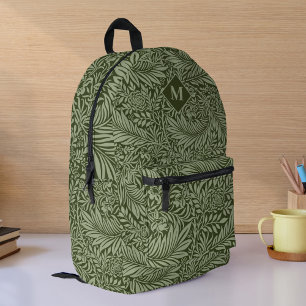Green Leaves Floral Vintage Abstract Background Printed Backpack