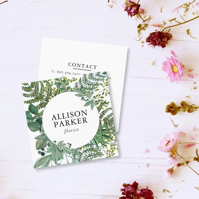 Green Leaves Florist Gardener Business Card (Creator Uploaded)