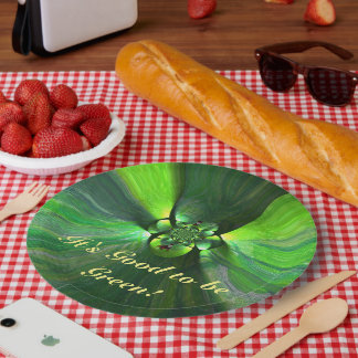 Green Leaves Foliage Countryside Paper Plate