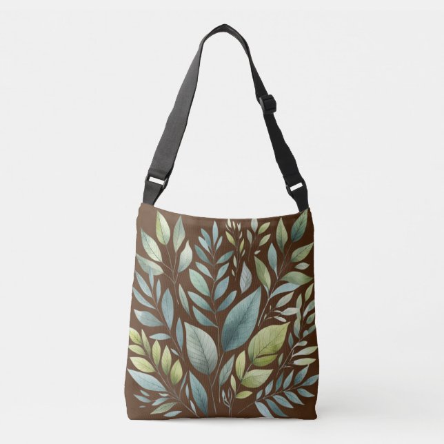Green Leaves Foliage Rustic Leaf Crossbody Bag (Front)