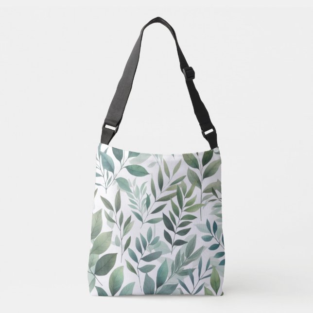 Green Leaves Foliage Rustic Leaf Pattern  Crossbody Bag (Front)