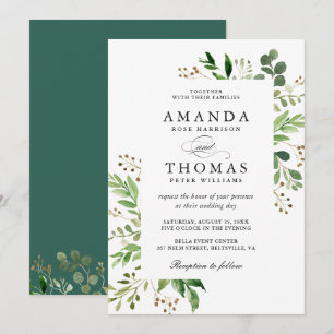 Green Leaves Foliage Wedding Invitation