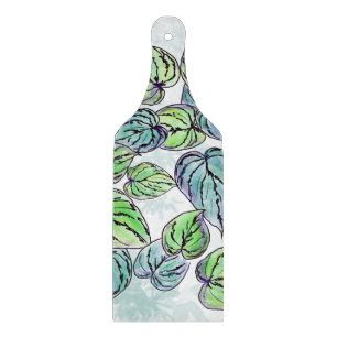 Green Leaves Glass Cutting Board