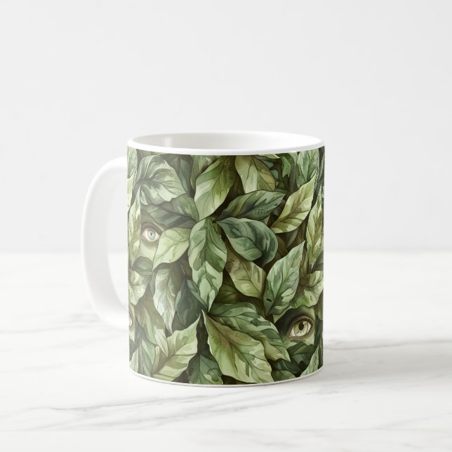 Green Leaves Goblin Eyes Coffee Mug (Front Left)