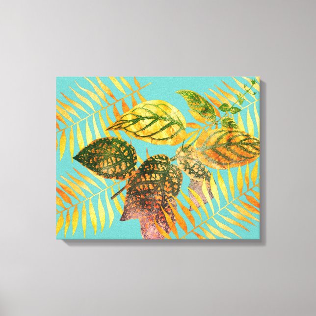Green Leaves Gold Leaves  Canvas Print (Front)