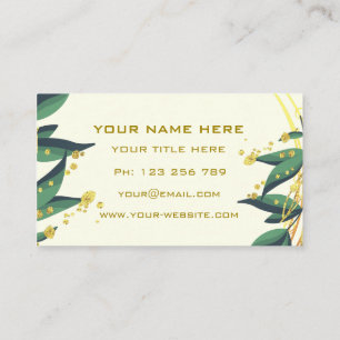 Green Leaves Gold Wreath Frame Modern Professional Business Card
