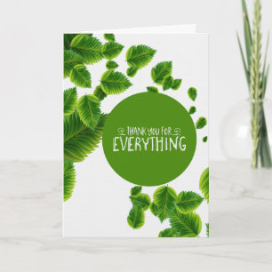 Green Leaves Gratitude for Everything Blank Thank You Card