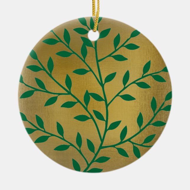 Green leaves green olive branch leaf decor ceramic tree decoration (Front)